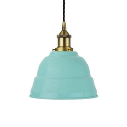 Duck Egg Blue Lincoln Painted Dome Pendant Light With Matt Antique Brass Lamp Holder And Black Twisted Cable - Se Home