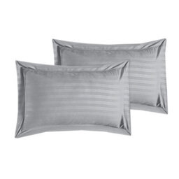 Casabella Satin Stripe Duvet Cover Sets King Silver Bedding With Satin Stripes, King Size Duvet Cover Sets & Pillowcases - thumbnail 5