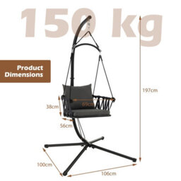 Costway Hanging Swing Chair With Stand Indoor Outdoor Hammock Chair W/ Cozy Seat & Back Cushion - thumbnail 2