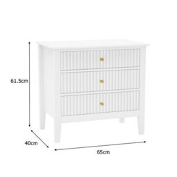 Melody Maison Large 3 Drawer Bedside Table - Hales White Range - thumbnail 7