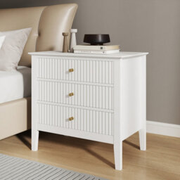 Melody Maison Large 3 Drawer Bedside Table - Hales White Range - thumbnail 5
