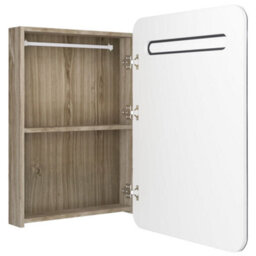 Berkfield Led Bathroom Mirror Cabinet White And Oak 60X11X80 Cm - thumbnail 5