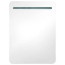 Berkfield Led Bathroom Mirror Cabinet White And Oak 60X11X80 Cm - thumbnail 4