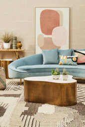 Orsina Large Handcrafted Patchwork Rug, Muted Colour Tribal-Inspired Area Rug, Soft Wool & Cotton Blend Rug - thumbnail 3