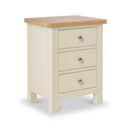 Farro Cream Bedside Table - Fully Assembled 3 Drawer Cabinet - By Roseland Furniture