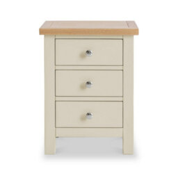 Farro Cream Bedside Table - Fully Assembled 3 Drawer Cabinet - By Roseland Furniture - thumbnail 3