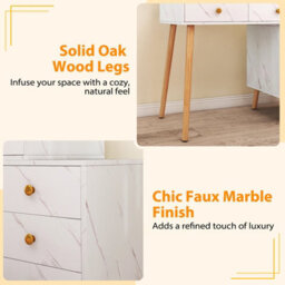 Costway Dressing Table With Lights Makeup Vanity Set W/ Removable Mirror-White - thumbnail 7
