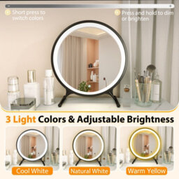 Costway Dressing Table With Lights Makeup Vanity Set W/ Removable Mirror-White - thumbnail 5