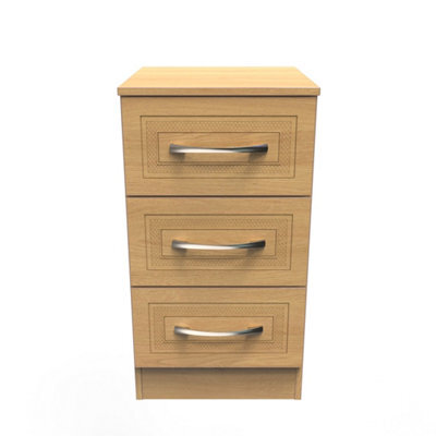 Stafford 3 Drawer Bedside Cabinet In Modern Oak (Ready Assembled) - image 1