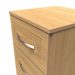 Stafford 3 Drawer Bedside Cabinet In Modern Oak (Ready Assembled) - thumbnail 4