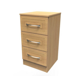 Stafford 3 Drawer Bedside Cabinet In Modern Oak (Ready Assembled) - thumbnail 3