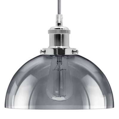 Long Life Lamps Company Industrial Vintage Glass Pendant Ceiling Light Shade Smoke Grey M0101 - image 1