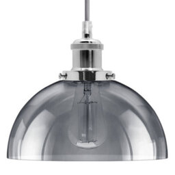 Long Life Lamps Company Industrial Vintage Glass Pendant Ceiling Light Shade Smoke Grey M0101 - thumbnail 1