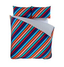 Rapport Home Oxford Stripe Microfibre Fabric Reversible Duvet Cover Set Bedding With Pillowcase - thumbnail 3
