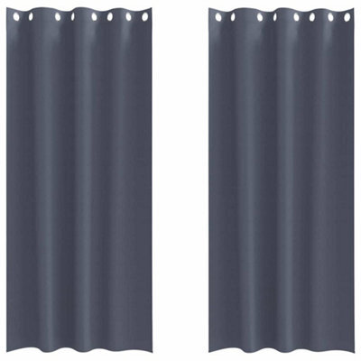 Berkfield Modern Curtains With Curtains 2 Pcs Anthracite 260 X 140 Cm Polyester - image 1
