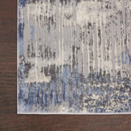 Blue Grey Abstract Modern Luxurious Rug For Dining Room Bedroom & Living Room-66 X 229Cm (Runner) - thumbnail 5