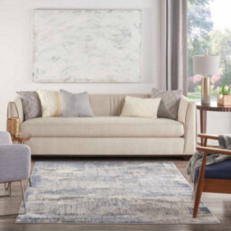 Blue Grey Abstract Modern Luxurious Rug For Dining Room Bedroom & Living Room-66 X 229Cm (Runner) - thumbnail 1