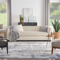 Blue Grey Abstract Modern Luxurious Rug For Dining Room Bedroom & Living Room-66 X 229Cm (Runner) - thumbnail 2