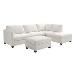 Home Detail Ben Right-Hand Facing Corner Sofa With Footstool, Cream Chenille - thumbnail 3