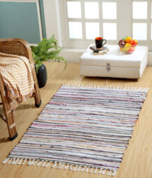 Second Nature Online Festival Recycled Cotton Blend Rag Rug In Varied Colourways Indoor And Outdoor Use / 120 Cm X 180 Cm / Pastel