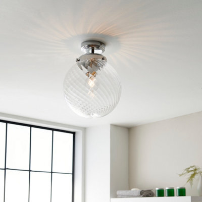 Anson Lighting Merida Bathroom Flush Light Finished In Chrome Plate And Clear Spiral Glass - image 1