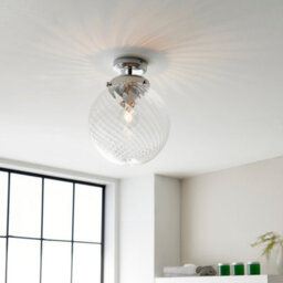 Anson Lighting Merida Bathroom Flush Light Finished In Chrome Plate And Clear Spiral Glass - thumbnail 1