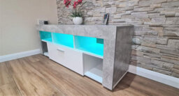 Kosy Koala Tv Cabinets, Led Unit Stand Matt Body High Gloss Door With Rgb Led Lights Storage Stone Grey Effect - thumbnail 7
