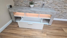 Kosy Koala Tv Cabinets, Led Unit Stand Matt Body High Gloss Door With Rgb Led Lights Storage Stone Grey Effect - thumbnail 6