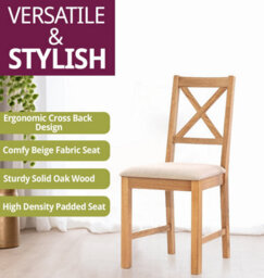 Hallowood Furniture Hereford Small Dining Table With 2 Cross Back Oak Chairs (Beige Seat) - thumbnail 5