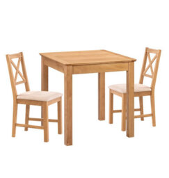 Hallowood Furniture Hereford Small Dining Table With 2 Cross Back Oak Chairs (Beige Seat) - thumbnail 8