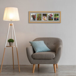 AK Frames 26X8 Light Oak Modern Multi Photo Frame With Silver Mount - Holds 5 Apertures (5X) 6X4 Photos - thumbnail 3