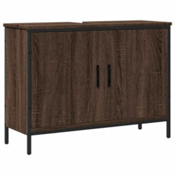 Berkfield Sturdy Bathroom Sink Cabinet Brown Oak 80X30X60 Cm Engineered Wood