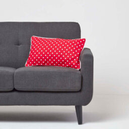 Homescapes Cotton Red Polka Dots Cushion Cover, 30 X 50 Cm - thumbnail 2
