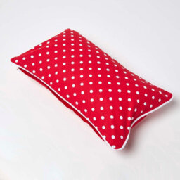 Homescapes Cotton Red Polka Dots Cushion Cover, 30 X 50 Cm - thumbnail 4