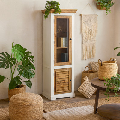 Wyld Haus Alington Solid Mango Wood Bookcase Display Cabinet With Shelves And Door - image 1
