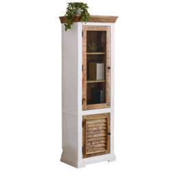 Wyld Haus Alington Solid Mango Wood Bookcase Display Cabinet With Shelves And Door - thumbnail 3