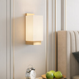 Living And Home Wooden Simple Wall Light With Rectangular Glass Shade, Indoor Wall Lights For Bedrooms Living Rooms And Hallways - thumbnail 1