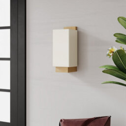 Living And Home Wooden Simple Wall Light With Rectangular Glass Shade, Indoor Wall Lights For Bedrooms Living Rooms And Hallways - thumbnail 2