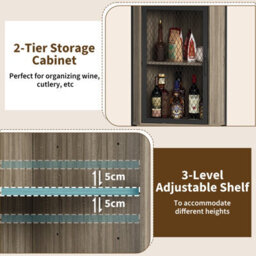 London Boutique Corner Bar Cabinet With Glass Holder, 5-Tier Industrial Corner Wine Rack Cabinet With Adjustable Cabinet Shelves - thumbnail 4