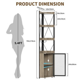 London Boutique Corner Bar Cabinet With Glass Holder, 5-Tier Industrial Corner Wine Rack Cabinet With Adjustable Cabinet Shelves - thumbnail 2