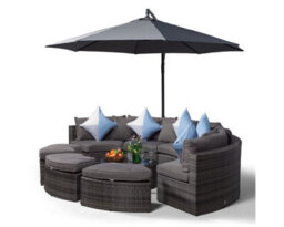Giardino Monaco Luxury Large Rattan Garden Sofa Set - Grey - thumbnail 2