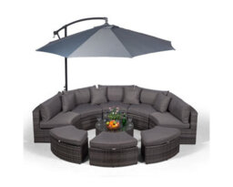 Giardino Monaco Luxury Large Rattan Garden Sofa Set - Grey - thumbnail 6