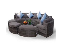 Giardino Monaco Luxury Large Rattan Garden Sofa Set - Grey - thumbnail 5
