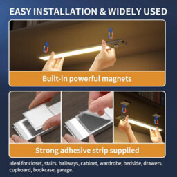 2 Pack Magnetic Led Under Cabinet Lights - 76 Leds, Motion Sensor, 1500Mah Usb Rechargeable, Dimmable For Kitchen/closet/stairs - thumbnail 7
