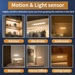 2 Pack Magnetic Led Under Cabinet Lights - 76 Leds, Motion Sensor, 1500Mah Usb Rechargeable, Dimmable For Kitchen/closet/stairs - thumbnail 6
