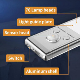 2 Pack Magnetic Led Under Cabinet Lights - 76 Leds, Motion Sensor, 1500Mah Usb Rechargeable, Dimmable For Kitchen/closet/stairs - thumbnail 5