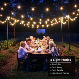 Lepro Solar Festoon Lights Outdoor, 25Ft 25 Small G40 Led Bulb String Lights, 4 Modes, Usb Rechargeable, Waterproof, Dusk To Dawn - thumbnail 4