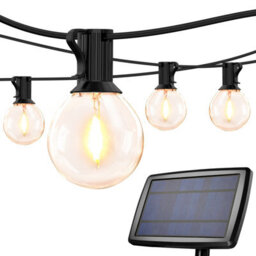 Lepro Solar Festoon Lights Outdoor, 25Ft 25 Small G40 Led Bulb String Lights, 4 Modes, Usb Rechargeable, Waterproof, Dusk To Dawn - thumbnail 1