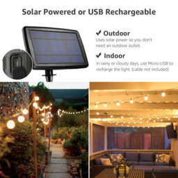 Lepro Solar Festoon Lights Outdoor, 25Ft 25 Small G40 Led Bulb String Lights, 4 Modes, Usb Rechargeable, Waterproof, Dusk To Dawn - thumbnail 3