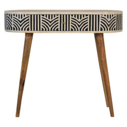 Wyld Haus Honolulu Monochrome Black And White Bone Inlay Console Table, Mango Wood Drawer - thumbnail 2